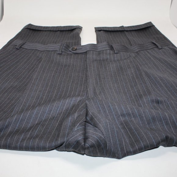 LAUREN Ralph Lauren Green Label Pleated NWT Mens 43 x 30 Gray Striped Wool Pants - Picture 5 of 8